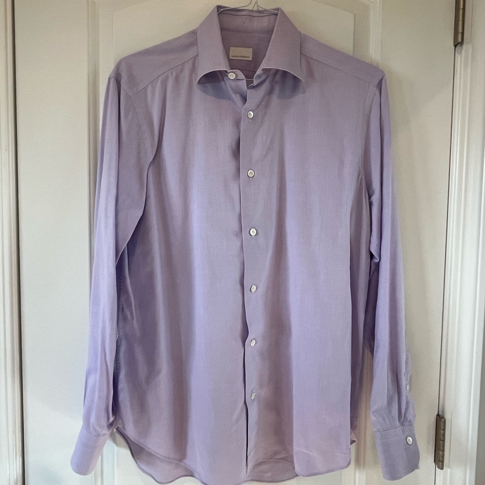 Mastai Ferretti Italian Luxury Dress Shirt Lavender 15.5 34/35 Medium EUC